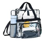 Xasbseulk Sac à bandoulière transparent - PVC résistant renforcé Clear Tote Grand | Sac à dos clair et fourre-tout d'épaule | Organisateur diaphane pour portefeuille téléphone clés quotidien léger