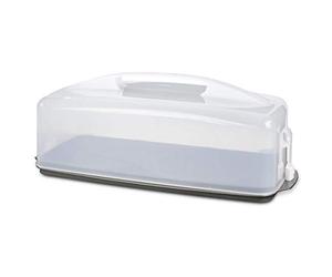 Xavax 111461 - Boîte à gâteau rectangulaire - Récipient à Lavable au Lave-Vaisselle - avec Couvercle et poignée de Transport - Noire