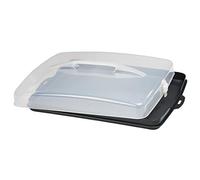 Xavax Boîte de transport pour un gâteau (rectangulaire munie d'une poignée transparente, va au lave-vaisselle, boîte à gâteaux, maître d'hôtel) Anthracite/Transparent