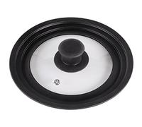 Xavax Couvercle universel (anneau en silicone pour casseroles/poêles de diamètre 16, 18 ou 20 cm, trou de vapeur, design à bords gradués, verre, va lave-vaisselle, peu encombrant) Noir/Transparent