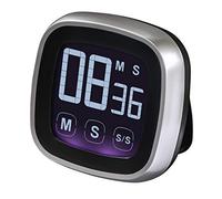Xavax Minuteur de cuisine "Touch" (fonction tactile, minuteur et chronomètre, magnétique, jusqu’à 99 min 59 s, Son puissant) Minuteur design, minuteur électronique , numérique) Argent/Noir