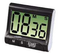 Xavax Minuteur de cuisine Numérique (Grand Ecrand LCD avec Grands Chiffres, Timer Magnétique avec Minuterie Chronomètre et Programmateur, Fixation via aimant pince ou support, Pile fournie) Noir