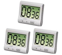 Xavax Minuteur de Cuisine Numérique (Grand Ecrand LCD avec Grands Chiffres, Timer Magnétique avec Minuterie Chronomètre et Programmateur, Fixation Via Aimant Pince ou Support, Pile fournie) Blanc