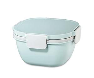 Xavax - Set To go pour salade avec 3 compartiments avec fourchette, 1400 ml, bleu pastel/gris