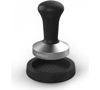Xavax Tamping-Set, Tamper 58 mm, acier inoxydable, avec tapis de tamponnage, antidérapant, noir (00111285)