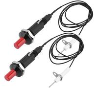 XAVSWRDE 2 PCS Boutons d'Allumage Piézo en Plastique Allumages Piézo Electriques Briquets à Bouton-Poussoir avec Aiguille d'Allumage et Cable de 100cm pour Cuisinière Four à Gaz Barbecue