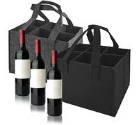 XAVSWRDE 2 PCS Porte Bouteille en Feutre 28.5 * 18.5 * 19cm Sac à Bouteilles 6 Compartiments Bottlebag Sacs Réutilisable Amovible pour Jus de Fruits Lait Bière Vin Rouge Bureau Maison - Noir et Gris