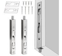 XAVSWRDE 2 PCS Porte de Sécurité Dissimulée en Acier Inoxydable 15 * 1.6 * 2cm Serrure à Pêne Coulissant Antirouille Loquet Caché de Porte Anticorrosion avec Vis pour Porte Maison Bureau - Argenté
