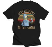 XAWHIS Save The Planet Kill All Humans T-Shirt Black M