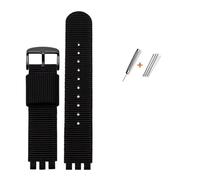 XAXTGBHL Bracelet de montre en toile 17MM 19MM adapté for SWATCH GN718 Bracelet de montre original tissu imperméable chaîne de montre en nylon adapté for hommes et femmes Bracelet(Black-black,17mm)