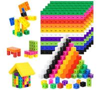 Xaztr Lot de 1000 Cubes Mathématiques Emboîtables de 2 cm, 10 Couleurs | Cubes de Comptage Arc-en-Ciel avec Boîte en Carton pour Construction, Manipulation, Calcul et Apprentissage en Classe