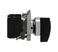 XB4BJ33 Sélecteur métallique 22 mm - Poignée longue 3 positions avec 2 contacts normalement ouverts, adapté aux applications industrielles.