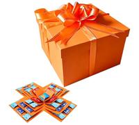 XBAIPIN Boîte surprise explosive 5 couches avec couvercle | Kit DIY à | personnaliser pour photos | Cadeau original pour Anniversaire, Fête des Mères, Saint-Valentin - Orange