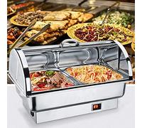 XBDLYQBD Electric Food Warmer Buffet Server 400W, 9L Chafing Dish with Lid, Adjustable Temperature Food Warmer for Parties, Buffets and Catering Events, Keep Meals Hot and Ready to Serve