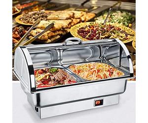 XBDLYQBD Electric Food Warmer Buffet Server 400W, 9L Chafing Dish with Lid, Adjustable Temperature Food Warmer for Parties, Buffets and Catering Events, Keep Meals Hot and Ready to Serve
