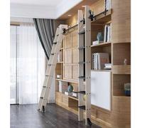 XBDLYQBD Kit de quincaillerie pour échelle coulissante rétractable pour bibliothèque, bibliothèque à échelle coulissante rétractable, kit de Rail d'échelle Extensible/Rail Rond, pour intérieur/loft