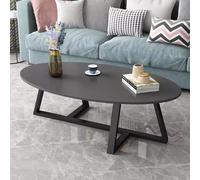 XBDLYQBD Table Basse Ovale avec Dessus en Bois, Table Basse du Milieu du siècle avec Pieds croisés en métal, Table Centrale Moderne, Table de Cocktail, Table Minimaliste pour Salon