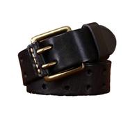 XBECLAY Ceinture De Travail Cuir Pleine Fleur à Double Ardillon Résistante Sangle De Taille Artisanale pour Homme 3,8cm De Large avec Boucle à Rouleau en Cuir(105cm/41, Black)
