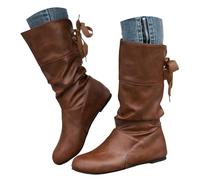 Xbemkste Bottes de costume folklorique pour femme - Bout rond - Bottes western décontractées - Bottes mi-tige élégantes - Bottes d'hiver imperméables à enfiler, c, 40.5 EU