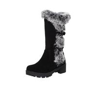 Xbemkste Bottes d'hiver pour femme avec semelle antidérapante - Doublure chaude - Bottes de neige élégantes - Bottes de neige rondes - Bottes thermiques - Bottes de neige, Noir , 37.5 EU