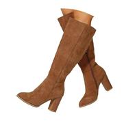 Xbemkste Bottes larges pour femme - Bottes souples avec talon - Bottes hautes - Bottes de cowboy - Bottes en daim - Bottes d'hiver - Bottes hautes pour femme, marron, 38.5 EU