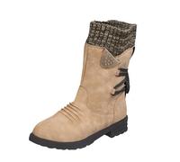 Xbemkste Bottines basses pour femme avec semelle antidérapante - Bottes de neige chaudes et plates confortables - Doublées - Bottes d'hiver moyennes, kaki, 40 EU