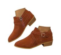 Xbemkste Bottines pour femme avec talon - Confortables - Bout pointu - Style rétro - Courtes - Couleur unie, Orange, 40.5 EU