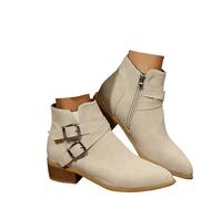 Xbemkste Bottines pour femme - Avec talon - En daim - Élégantes - Doublure confortable - Style décontracté, 1 paire de chaussures blanches, 37.5 EU