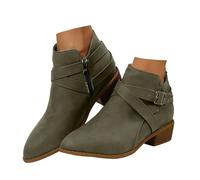 Xbemkste Bottines pour femme - Avec talon - En daim - Élégantes - Doublure confortable - Style décontracté, 1 paire de chaussures vertes, 40 EU