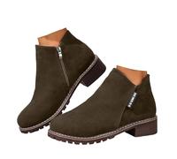 Xbemkste Bottines pour femme avec talon et fermeture éclair latérale - Bout rond - Élégantes - Bottes d'hiver courtes - Bottes d'hiver confortables, AG, 40.5 EU