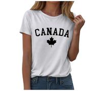 Xbemkste Canada is Not for Men Women Short Sleeve Round Neck Tee Shirt Printing Loose Top White Short Sleeve Shirt Women, blanc, L
