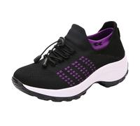 Xbemkste Chaussures à enfiler pour femme - Confortables et légères - Chaussures de randonnée plates - Chaussures de santé, Violet foncé., 36 EU