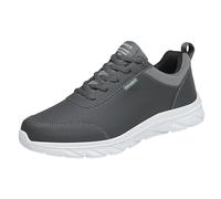 Xbemkste Chaussures de course décontractées pour homme - Chaussures de sport à lacets - Couleur unie - Respirantes - Avec fond souple - Respirantes, gris, 45 EU