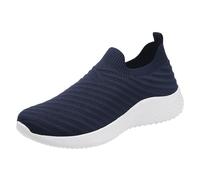 Xbemkste Chaussures de sport décontractées et confortables pour femme - Chaussures de randonnée plates - Chaussures de santé, bleu foncé, 42 EU