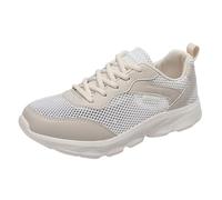 Xbemkste Chaussures de sport en maille perforée - Respirantes - Antidérapantes - Décontractées - Confortables - Chaussures de santé pour femme - Avec semelle intérieure, beige, 40 EU