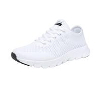 Xbemkste Chaussures de sport pour femme - Chaussures de course légères en maille creuse - Blanc - Chaussures de marche respirantes - Chaussures de course sur route confortables, Blanc., 37.5 EU