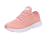 Xbemkste Chaussures de sport pour femme - Chaussures de course légères en maille creuse - Blanc - Chaussures de marche respirantes - Chaussures de course sur route confortables, Rose, 37 EU