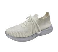 Xbemkste Chaussures de sport pour femme - Chaussures de sport - Baskets noires - Respirantes - Tendance - Pour étudiants, adolescents - Baskets arrière ouvertes pour femme, Blanc., 37.5 EU