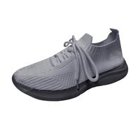 Xbemkste Chaussures de sport pour femme - Chaussures de sport - Baskets noires - Respirantes - Tendance - Pour étudiants, adolescents - Baskets arrière ouvertes pour femme, gris, 37.5 EU