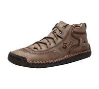 Xbemkste Chaussures de sport pour homme - Confortables - En cuir - Fabriquées à la main - Chaussures de loisirs - Chaussures de course pour homme, kaki, 45 EU