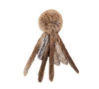 Xbemkste Jouet en peluche pour chat en fausse fourrure de lapin, balle de pieuvre douce avec queues pendantes, jouet pour chat qui joue à l'intérieur pour renforcer le lien entre les chats (C)