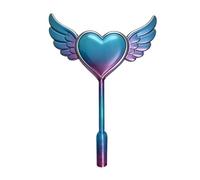 Xbemkste Magic Fairy Wand Porte-cartes de crédit en forme de cœur avec aile imprimée 3D sans contact avec fente cachée pour enfants, adolescents, adultes, cosplay, magiciens et artistes, bleu, One