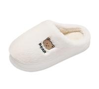 Xbemkste Pantoufles d'hiver chaudes et épaisses en peluche pour femme - Chaussons douillets et moelleux - Motif : ours mignons - Semelle souple - En coton, c, 36 EU