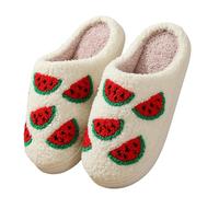 Xbemkste Pantoufles pour femme - En peluche chaude - Avec motif de fruits - Chaussons en feutre doux et moelleux - Antidérapants - Pour l'extérieur et l'intérieur, g, 42 EU