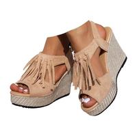 Xbemkste Sandales à plateforme pour femme avec talon compensé fermeture éclair Chaussures d'été élégantes à talons hauts Plateforme Peeptoe Sandales élégantes Sandales de mariée, T2 Kaki, 37.5 EU