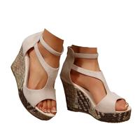 Xbemkste Sandales à plateforme pour femme avec talon compensé fermeture éclair Chaussures d'été élégantes à talons hauts Plateforme Peeptoe Sandales élégantes Sandales de mariée, T1 Blanc, 38.5 EU