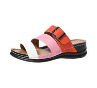 Xbemkste Sandales orthopédiques pour femme - Sandales plates confortables - Semelle souple - Sangle réglable - Chaussures d'été décontractées et légères, Rose, 37 EU
