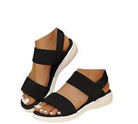 Xbemkste Sandales pour femme - Semelle souple et confortable - Sandales de sport orthopédiques - Légères - Bout ouvert - Sandales de sport élastiques - Sandales d'extérieur, 2 noirs., 38.5 EU