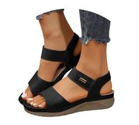 Xbemkste Sandales pour femme - Semelle souple et confortable - Sandales de sport orthopédiques - Légères - Bout ouvert - Sandales de sport élastiques - Sandales d'extérieur, Noir , 40 EU