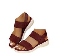 Xbemkste Sandales pour femme - Semelle souple et confortable - Sandales de sport orthopédiques - Légères - Bout ouvert - Sandales de sport élastiques - Sandales d'extérieur, 2 rouges, 40.5 EU